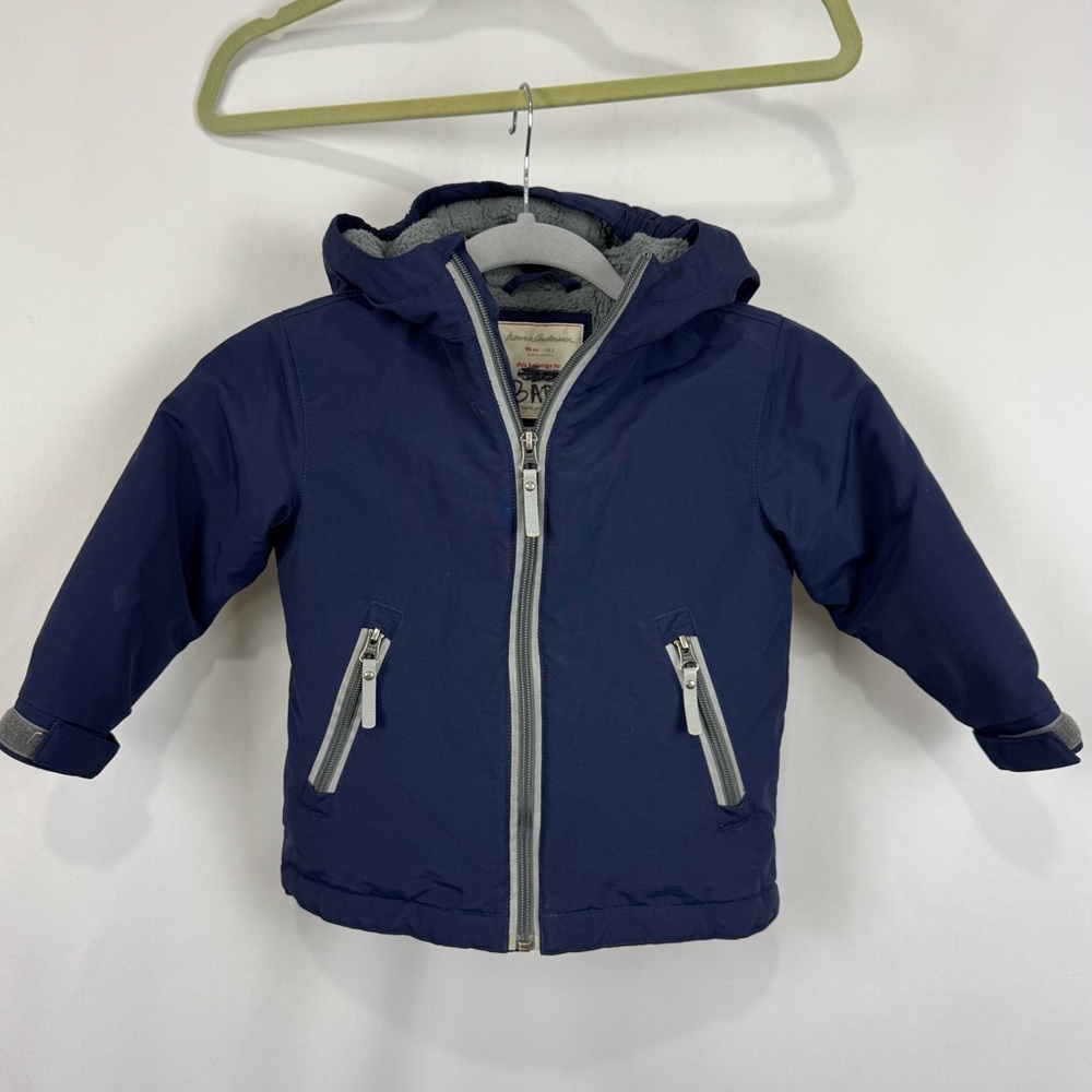 Hanna Andersson Wind At Your Back Anorak Navy fleece-lined kids' jacket Sz 3T